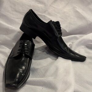 Men's Black Leather formal elegant Lace-Up Derby Shoes